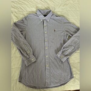 Polo Ralph Lauren Mens Large Purple Knit Oxford Button Shirt Flesh Pony